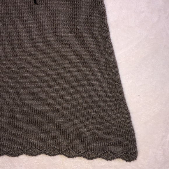 Mocha Brown Knit Bow V-Neck Long Sleeve Sweater Dress - Picture 4 of 6